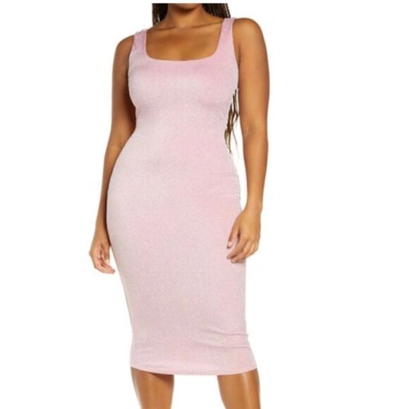 New Naked Wardrobe Metallic Hourglass
Midi Dress In Pink 2X - Picture 15 of 15